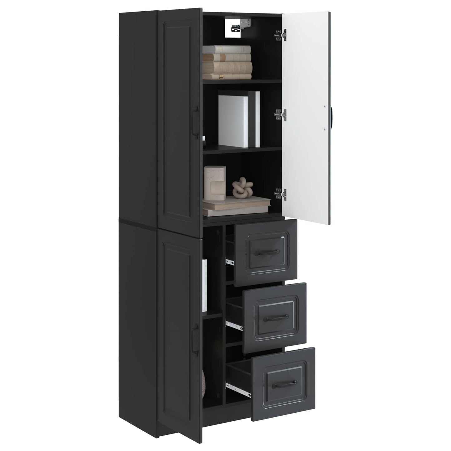 Cabinet Set 2 pcs Black Engineered Wood