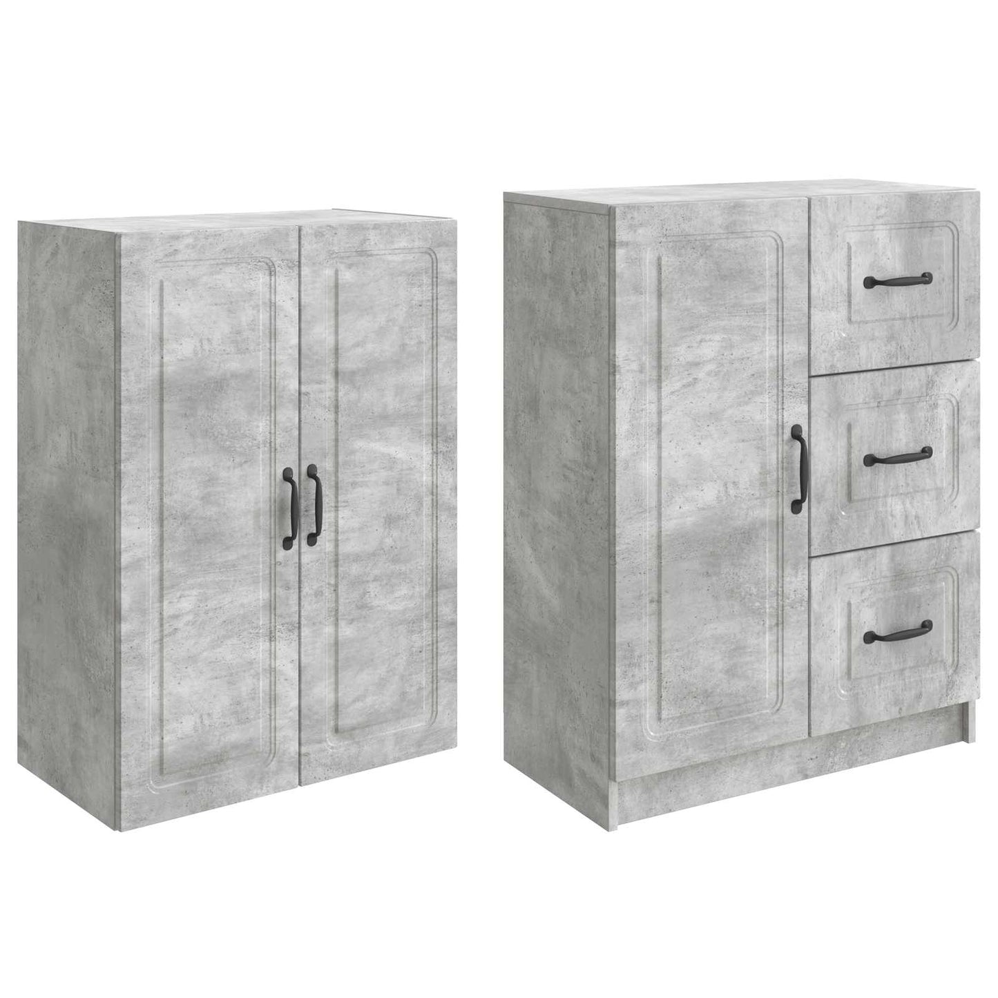 Cabinet Set 2 pcs Concrete Grey Engineered Wood