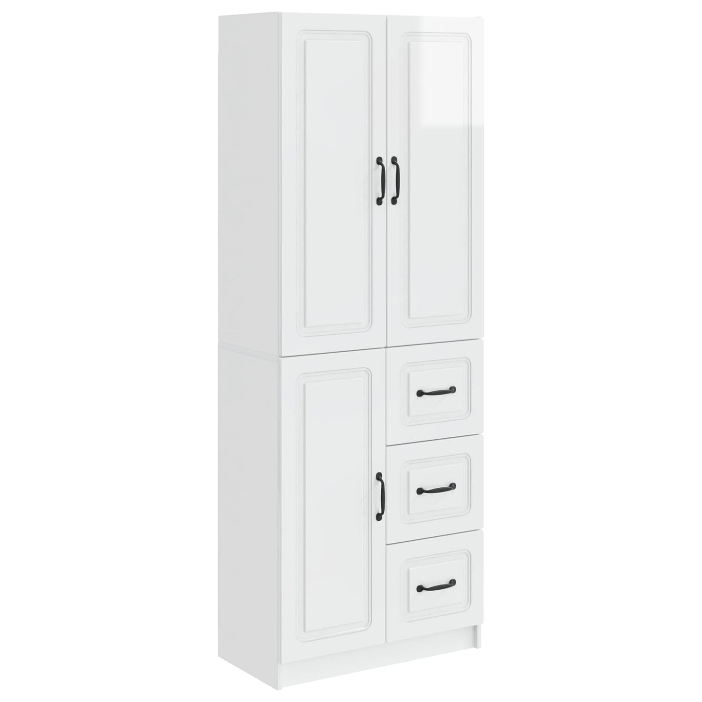Cabinet Set 2 pcs High Gloss White Engineered Wood