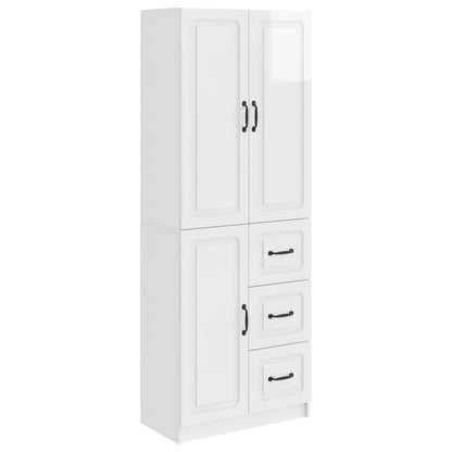 Cabinet Set 2 pcs High Gloss White Engineered Wood