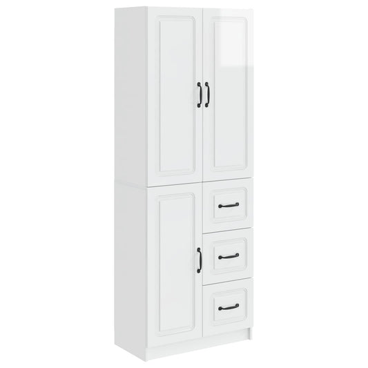 Cabinet Set 2 pcs High Gloss White Engineered Wood