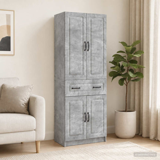 Cabinet Set 2 pcs Concrete Grey Engineered Wood