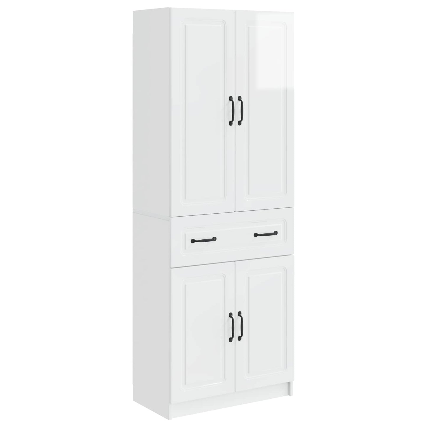 Cabinet Set 2 pcs High Gloss White Engineered Wood