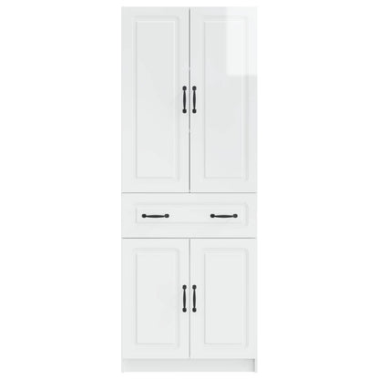 Cabinet Set 2 pcs High Gloss White Engineered Wood