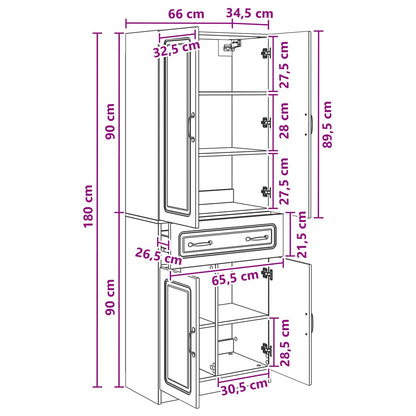 Cabinet Set 2 pcs Smoked Oak Engineered Wood