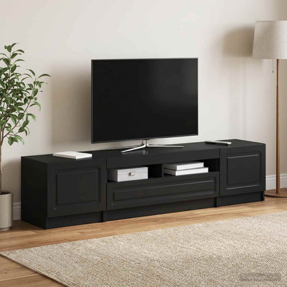 5 Piece LED TV Cabinet Black Engineered Wood