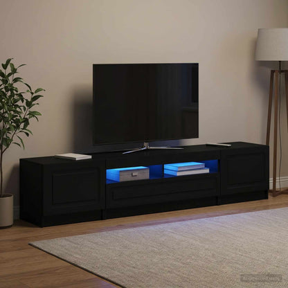 5 Piece LED TV Cabinet Black Engineered Wood
