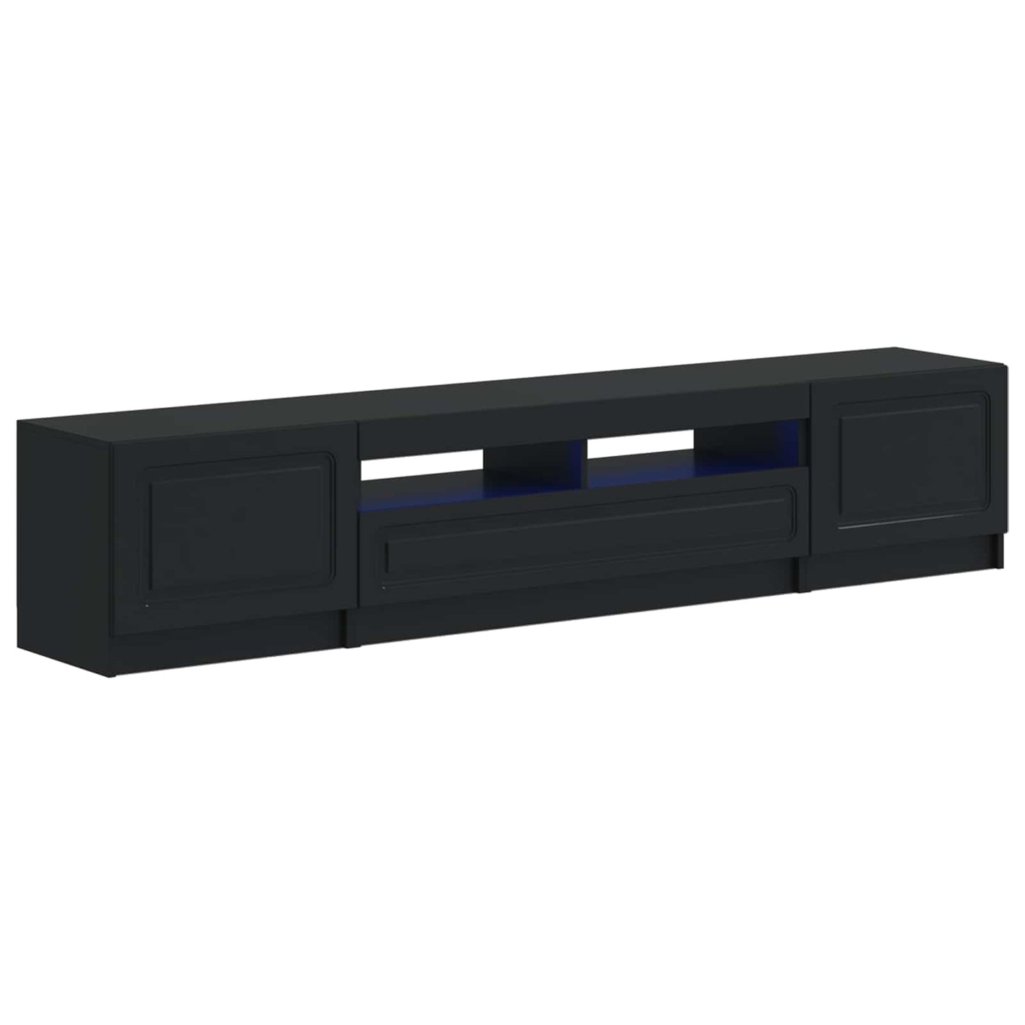 5 Piece LED TV Cabinet Black Engineered Wood