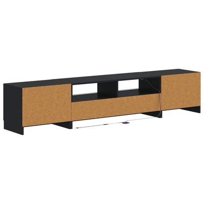 5 Piece LED TV Cabinet Black Engineered Wood