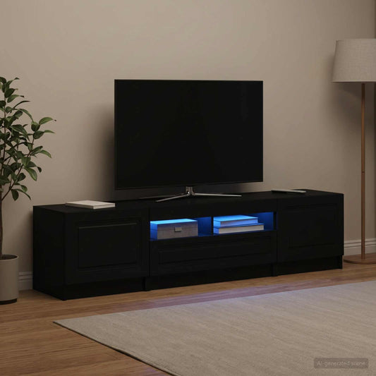 LED TV Cabinet UTRECHT 3 pcs Black Engineered Wood