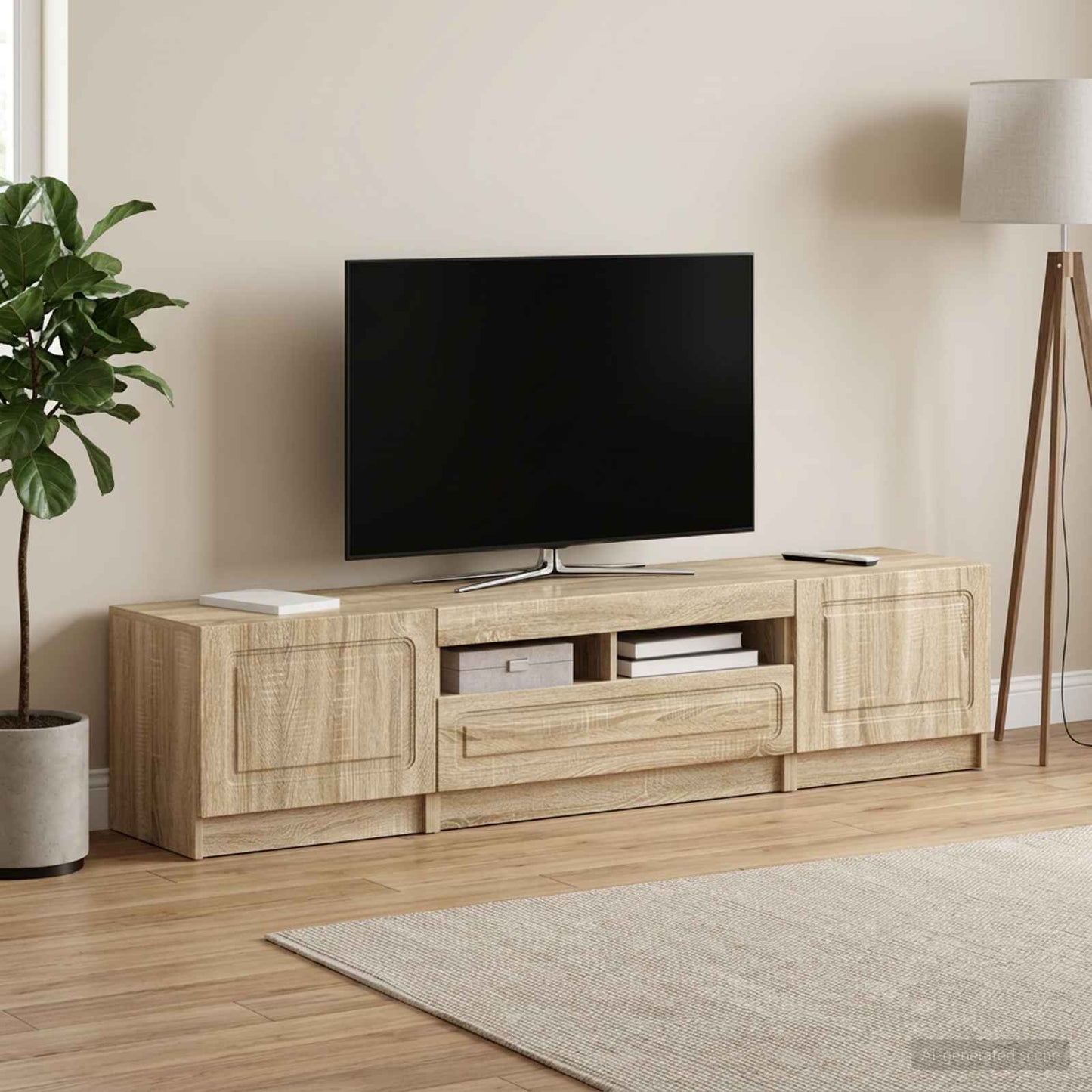 5 Piece LED TV Cabinet Sonoma Oak Engineered Wood
