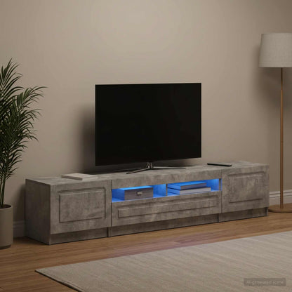 5 Piece LED TV Cabinet Concrete Grey Engineered Wood