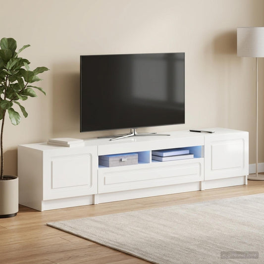 LED TV Cabinet UTRECHT 3 pcs High Gloss White Engineered Wood