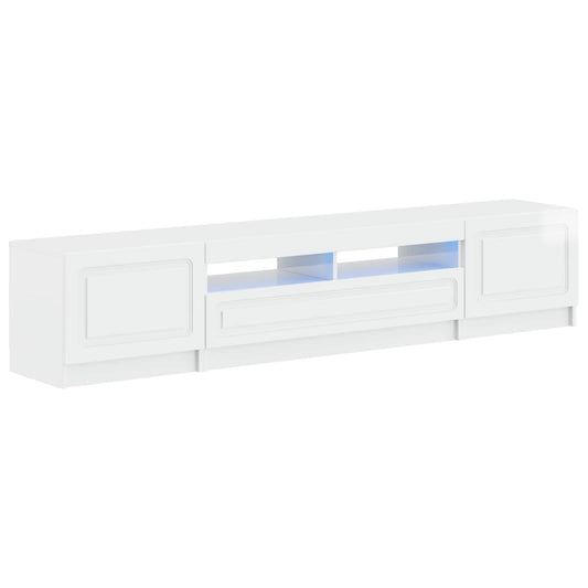 5 Piece LED TV Cabinet High Gloss White Engineered Wood