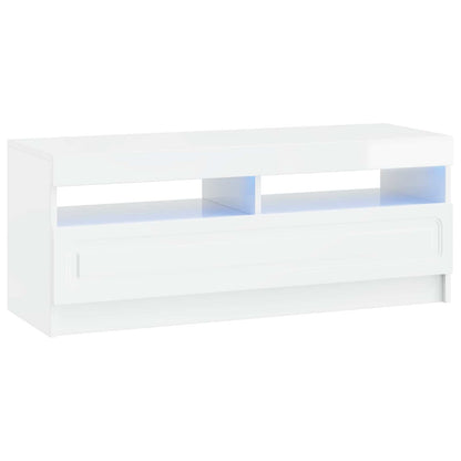 5 Piece LED TV Cabinet High Gloss White Engineered Wood