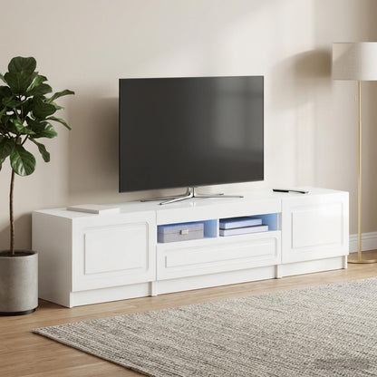 5 Piece LED TV Cabinet High Gloss White Engineered Wood