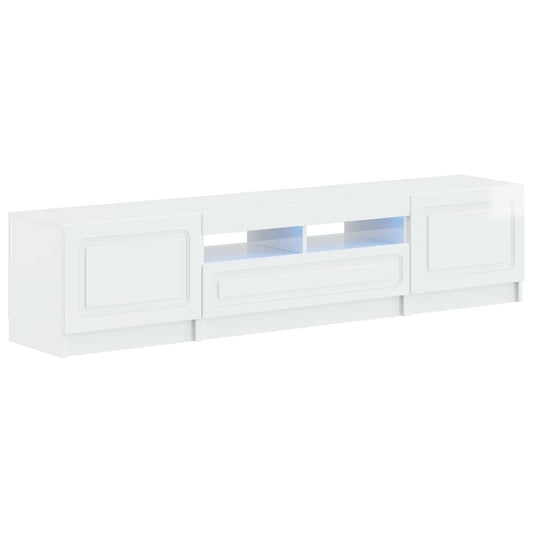 5 Piece LED TV Cabinet High Gloss White Engineered Wood