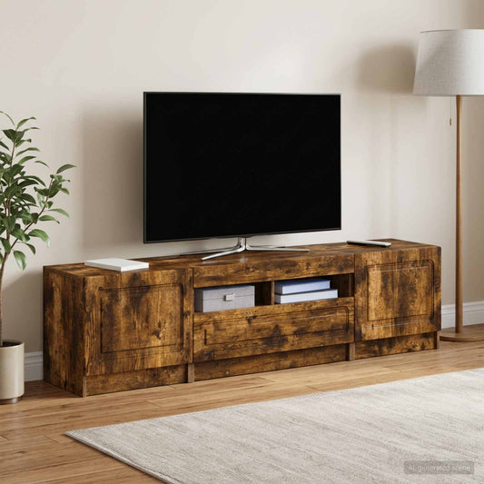 LED TV Cabinet UTRECHT 3 pcs Smoked Oak Engineered Wood