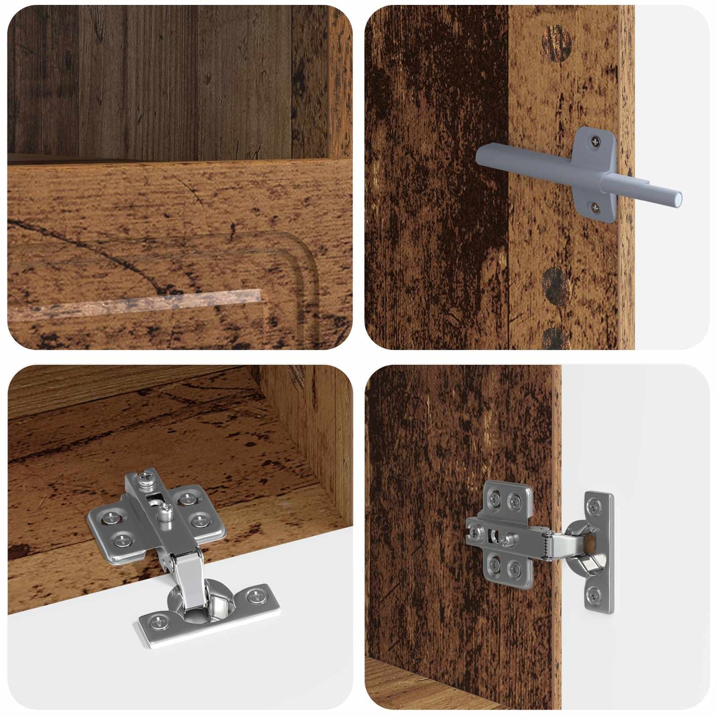 5 Piece LED TV Cabinet Old Wood Engineered Wood