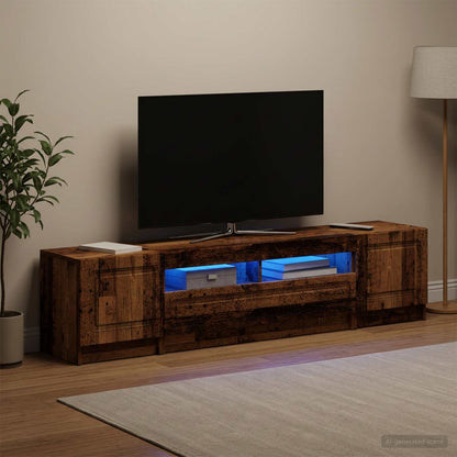 5 Piece LED TV Cabinet Old Wood Engineered Wood