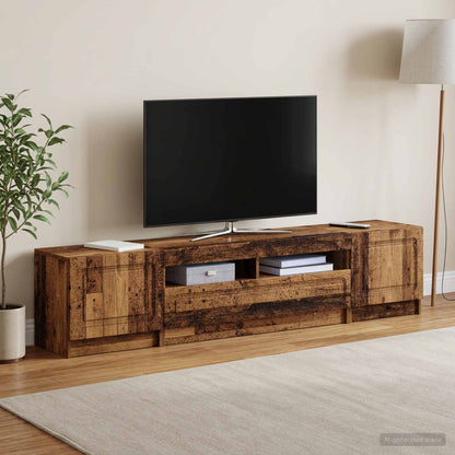 5 Piece LED TV Cabinet Old Wood Engineered Wood