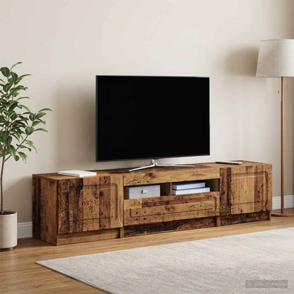 5 Piece LED TV Cabinet Old Wood Engineered Wood