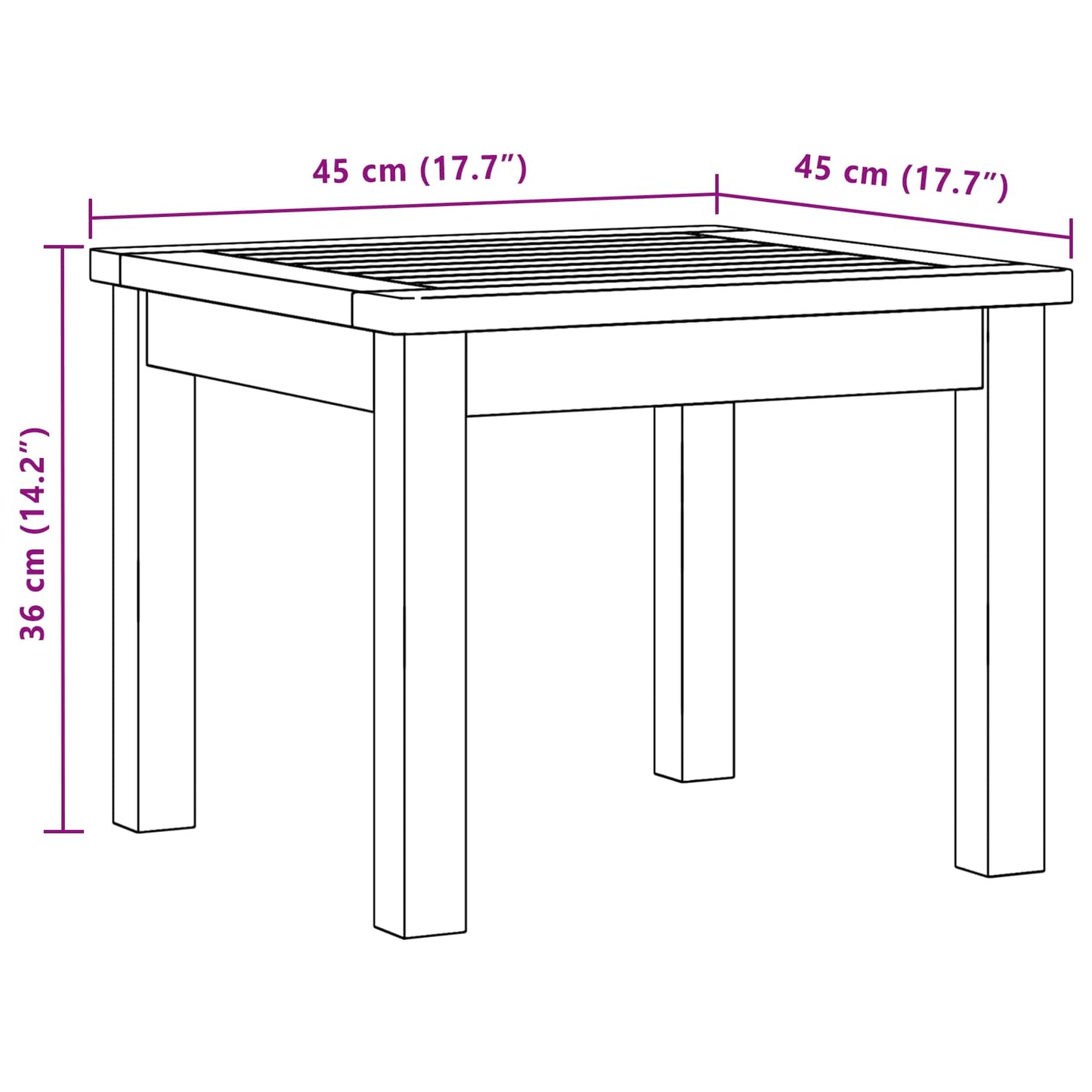 Coffee Table Light Acacia 45 x 45 x 36 cm Solid Acacia Wood
