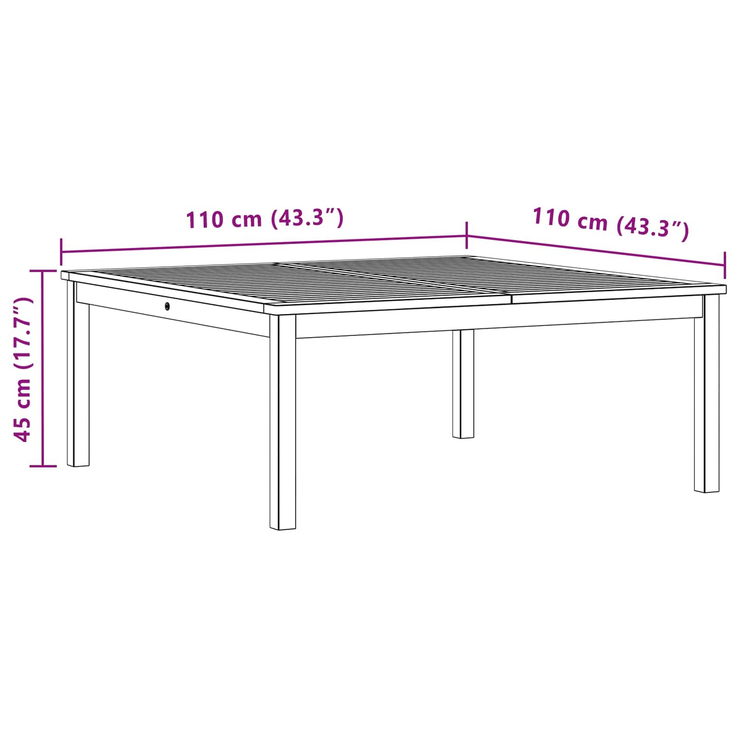 Coffee Table Light Acacia 110 x 110 x 45 cm Solid Acacia Wood