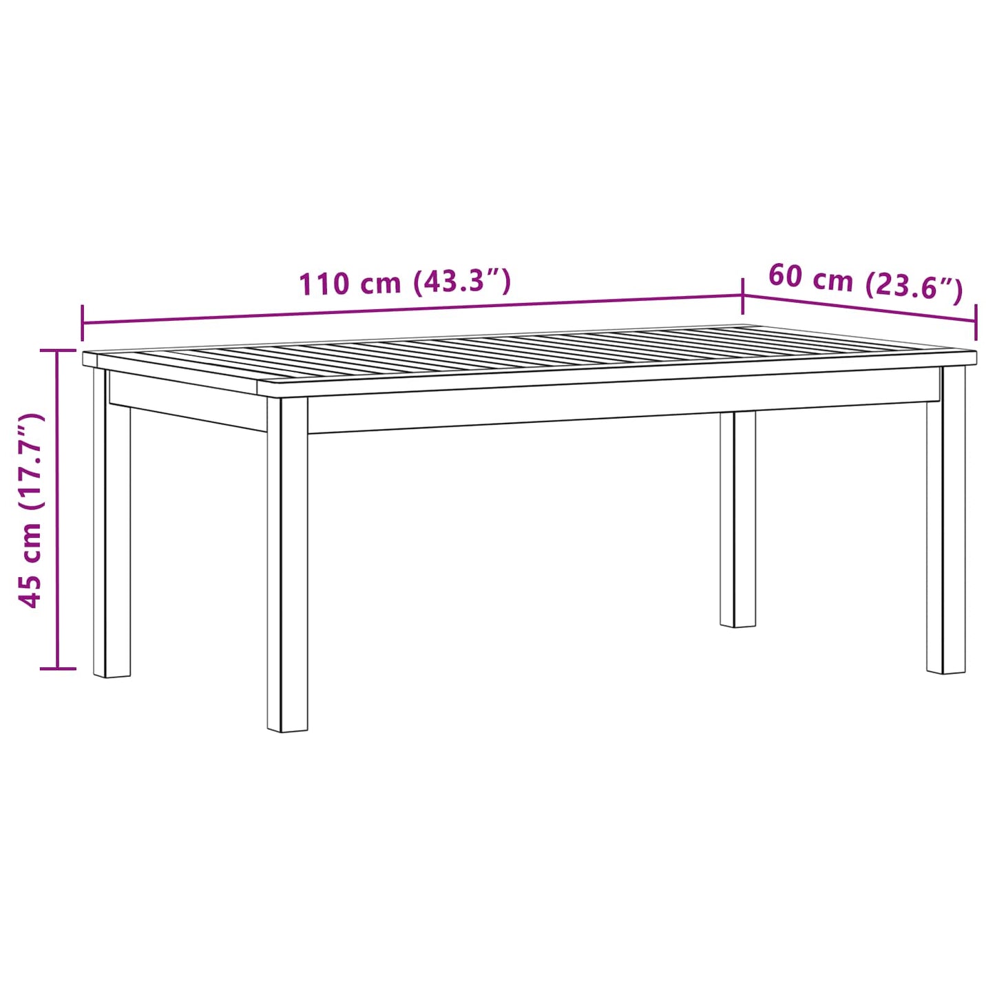 Coffee Table Light Acacia 110 x 60 x 45 cm Solid Acacia Wood