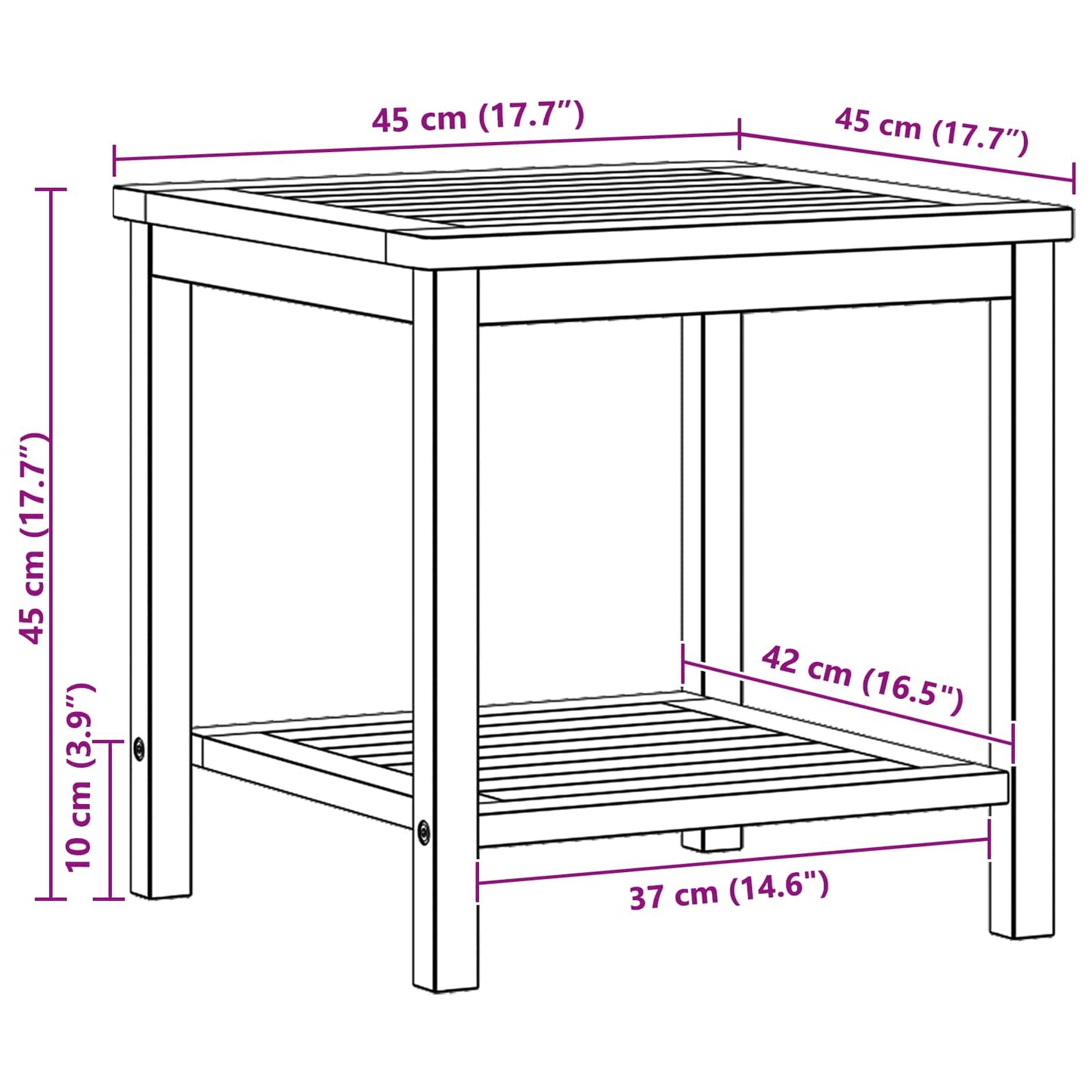Side Table Oil Natural 45 x 45 x 45 cm Solid Acacia Wood