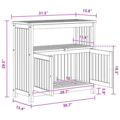 Garden Console Table Light Acacia 80 x 35 x 75 cm