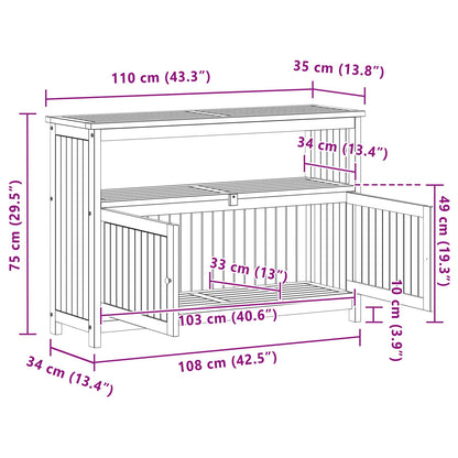 Garden Console Table with Storage Light Acacia 110 x 35 x 75 cm