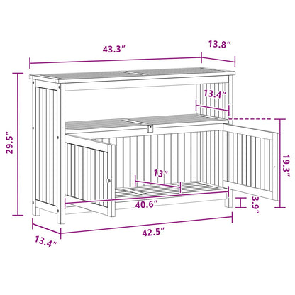 Garden Console Table with Storage Light Acacia 110 x 35 x 75 cm