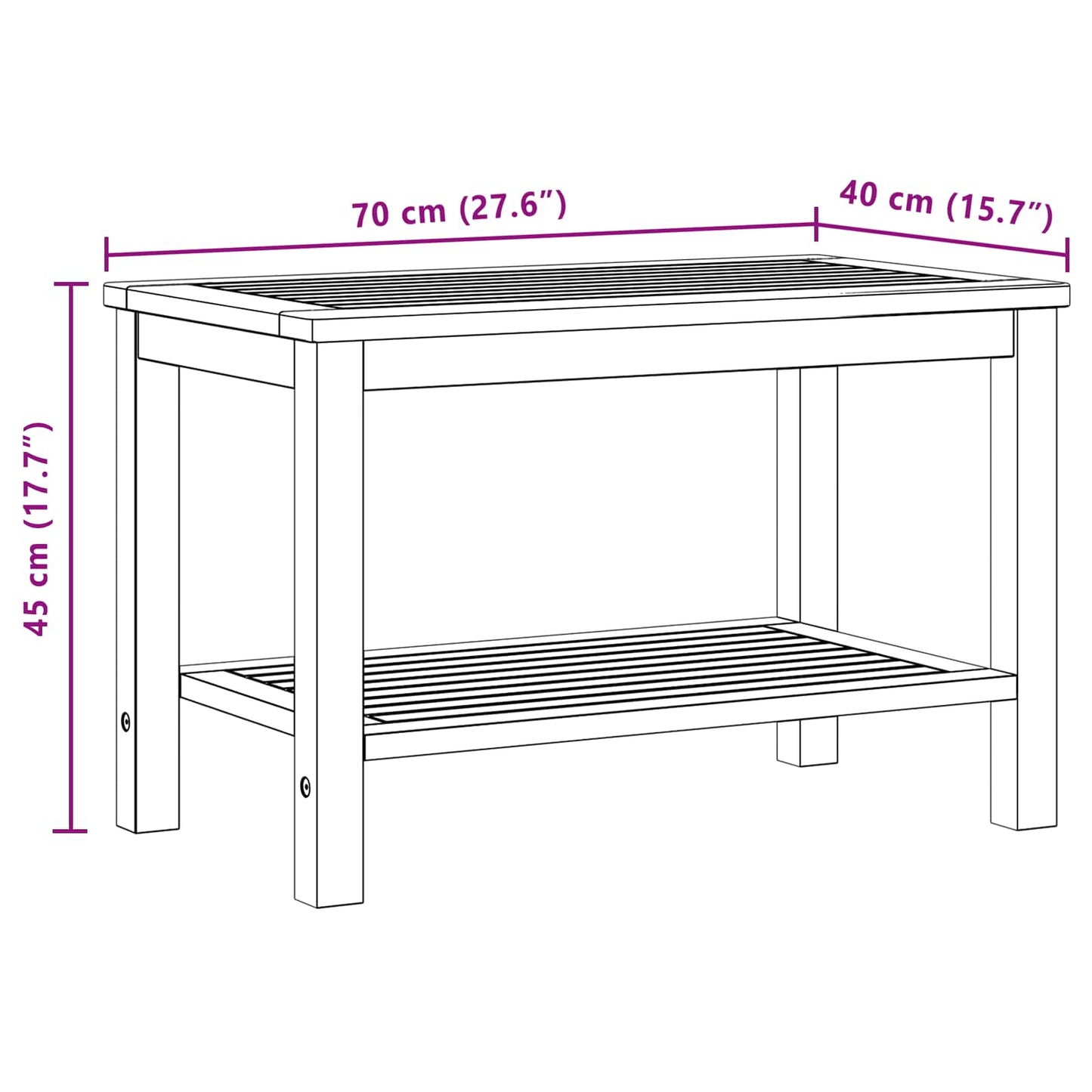 Side Table Oil Natural 70 x 40 x 45 cm Solid Acacia Wood