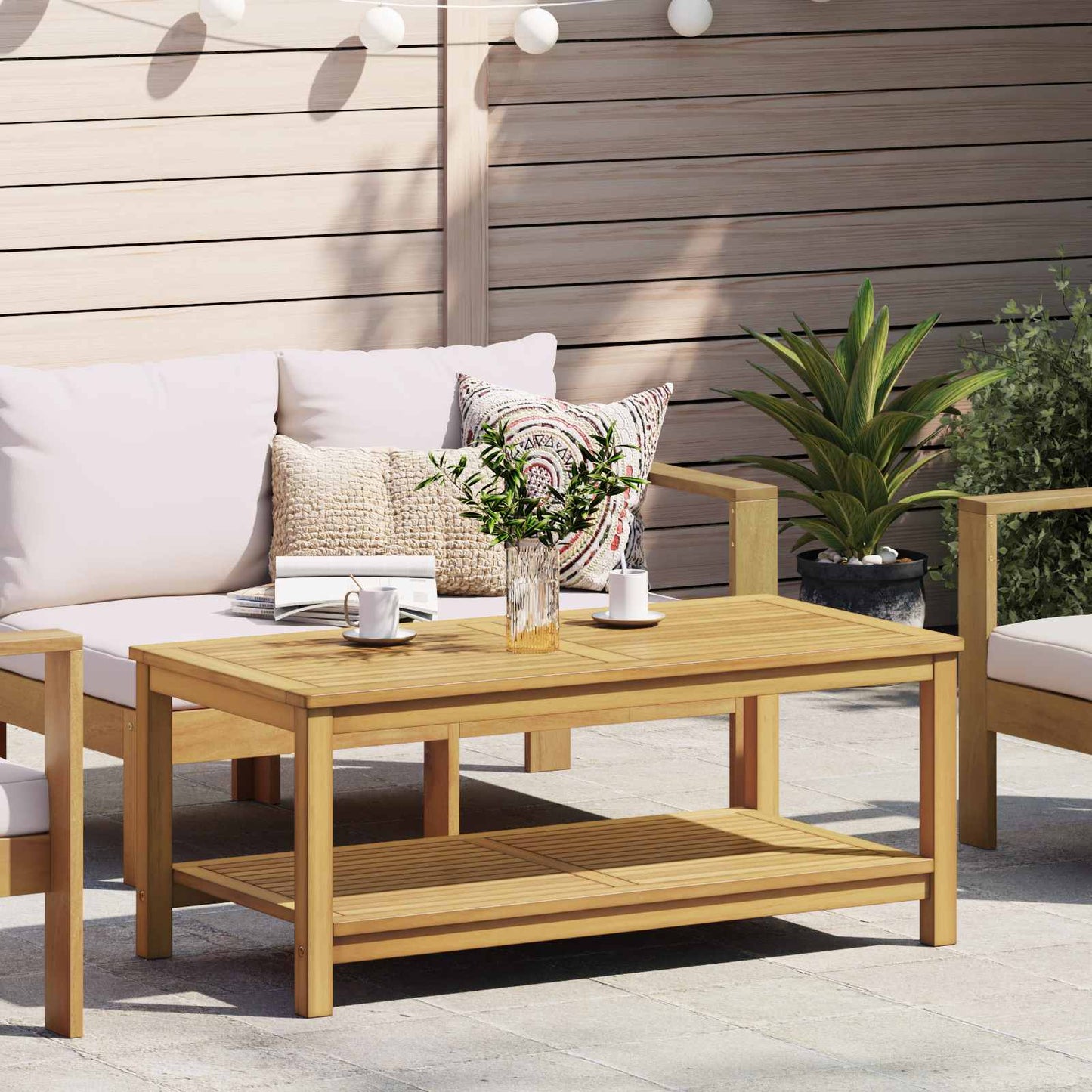Side Table Oil Natural 110 x 55 x 45 cm Solid Acacia Wood