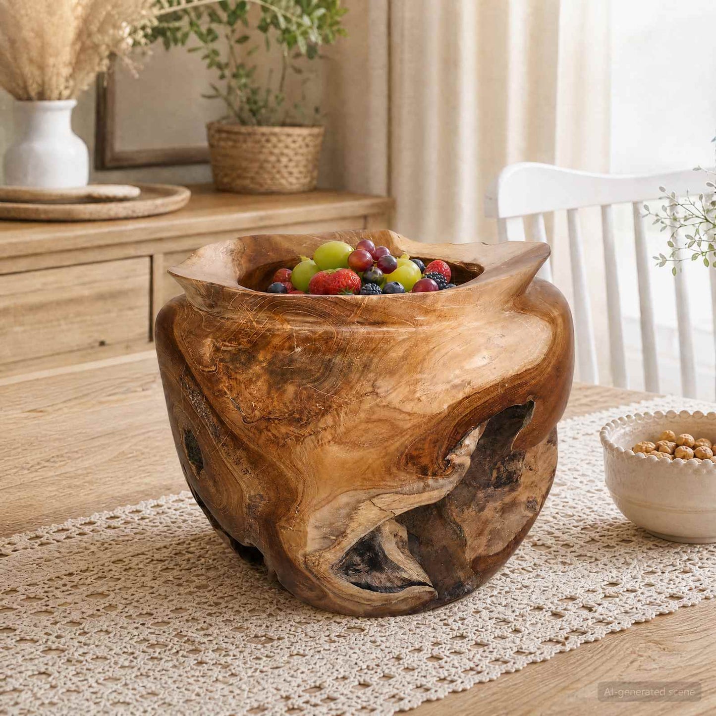 Fruit Bowl JEPARA Teak Brown Ø 35 cm Solid Teak Wood