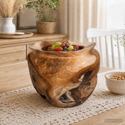 Fruit Bowl JEPARA Teak Brown Ø 35 cm Solid Teak Wood
