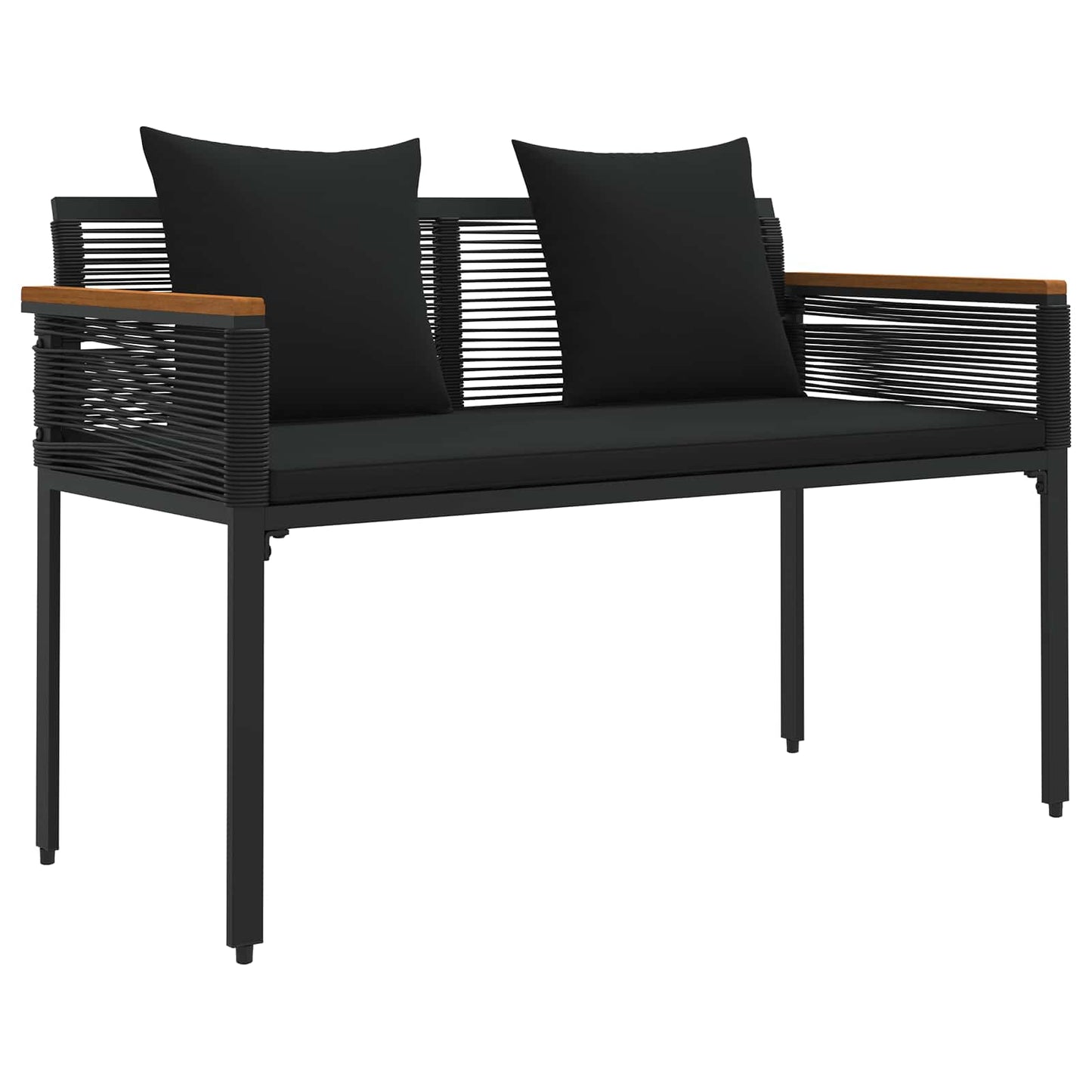 Outdoor Furniture Set with Cushion 4 pcs Black PE Rattan