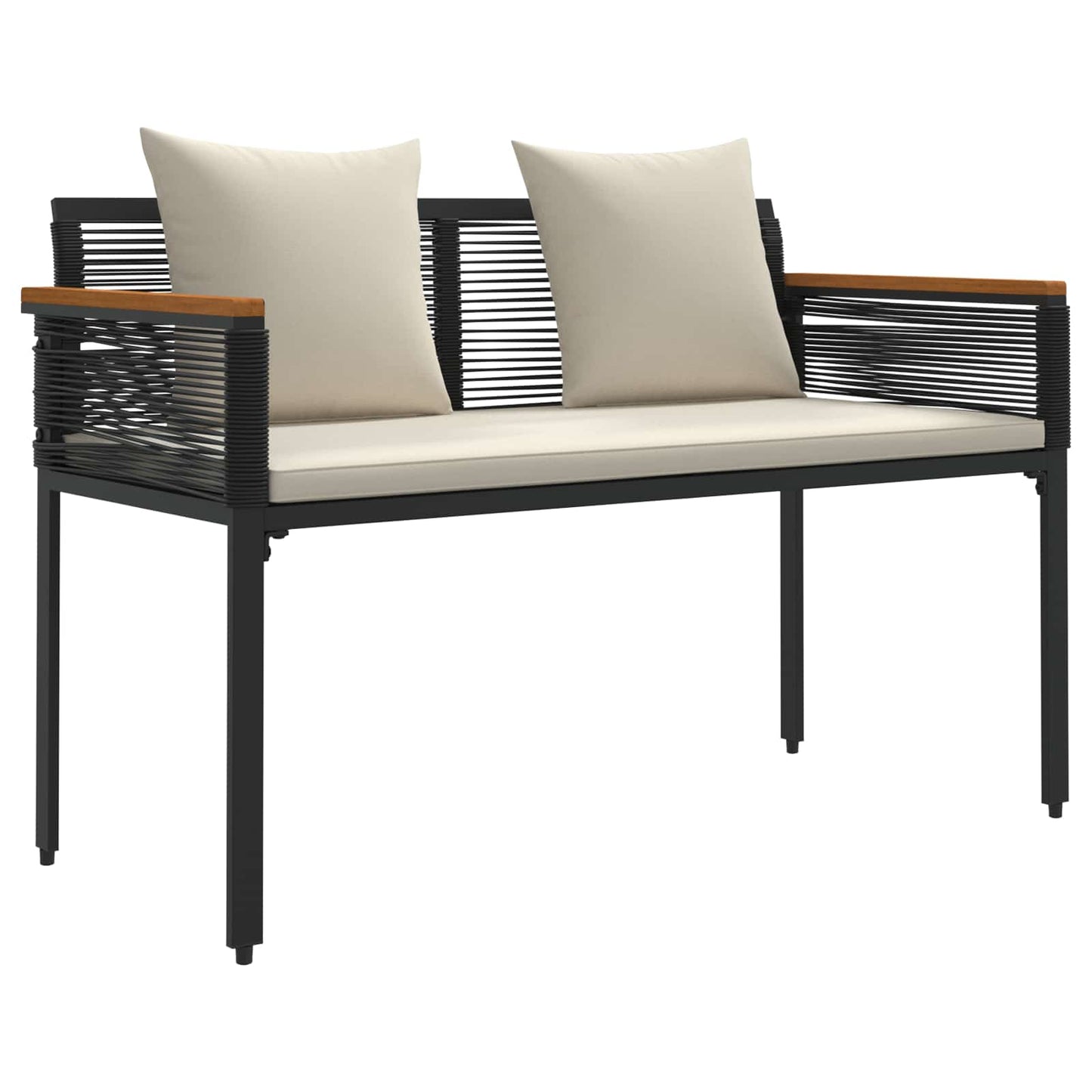 Outdoor Furniture Set Black and Cream White PE Rattan