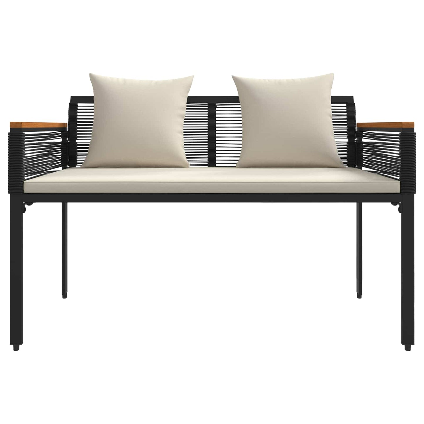 Outdoor Furniture Set Black and Cream White PE Rattan