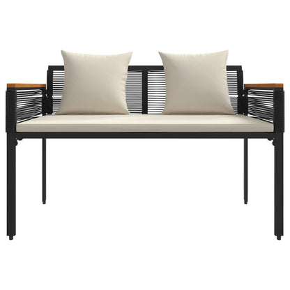 Outdoor Furniture Set Black and Cream White PE Rattan