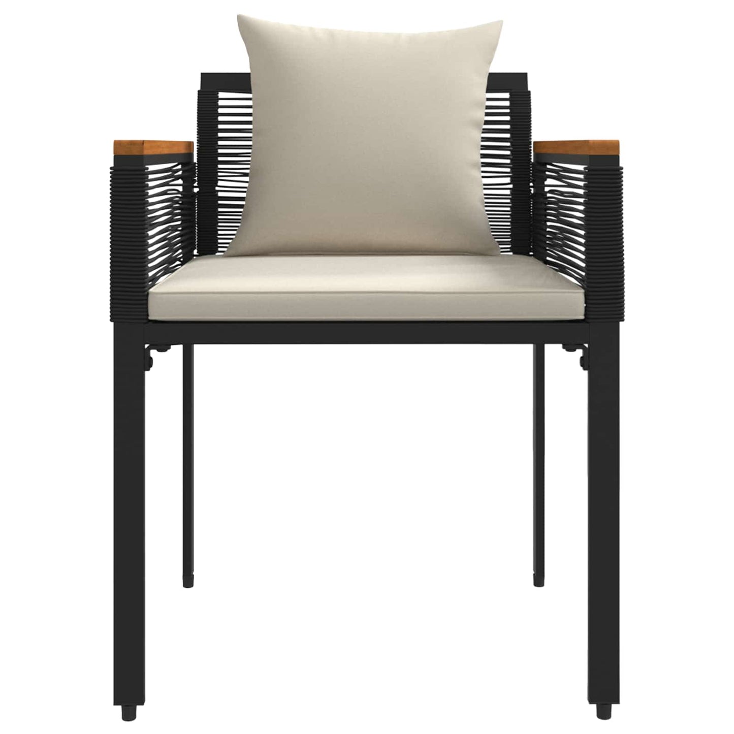 Outdoor Furniture Set Black and Cream White PE Rattan