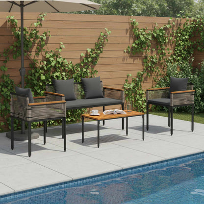 Outdoor Furniture Set Grey and Dark Grey Poly Rattan