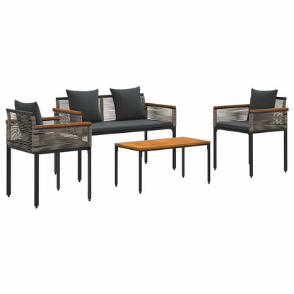 Outdoor Furniture Set Grey and Dark Grey Poly Rattan