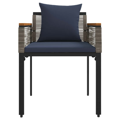 Outdoor Furniture Set 4 pcs Grey and Navy Blue PE Rattan