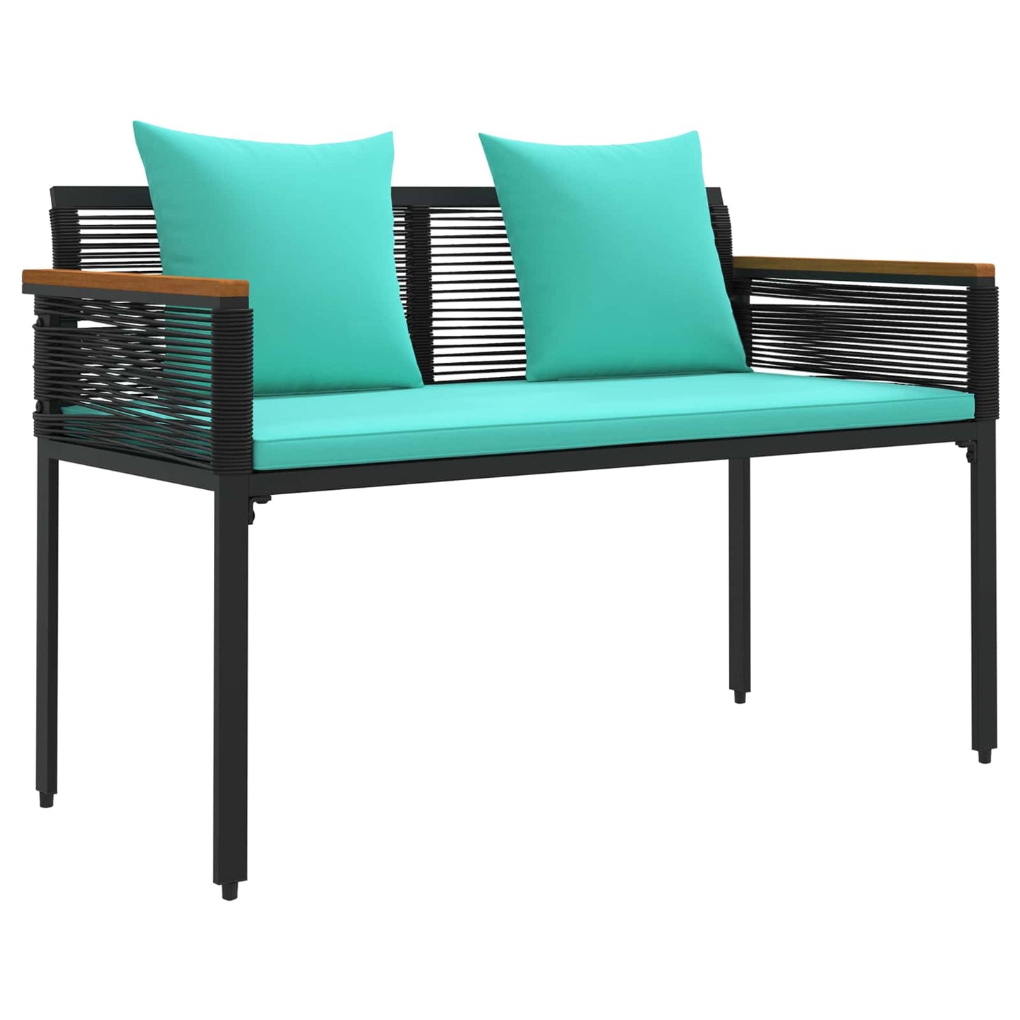 Outdoor Furniture Set Black and Turquoise Poly Rattan