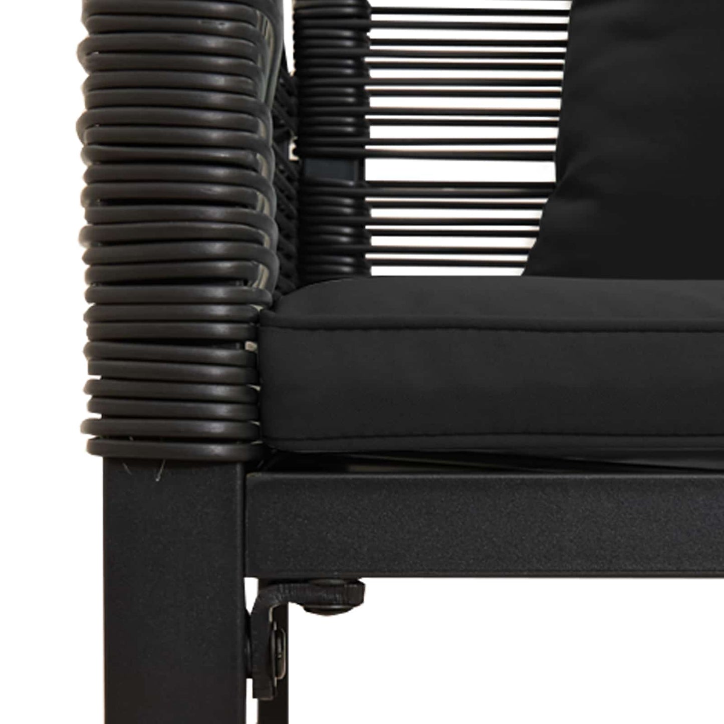 Outdoor Furniture Set with Cushion Black PE Rattan