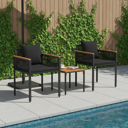 Outdoor Furniture Set with Cushion Black PE Rattan