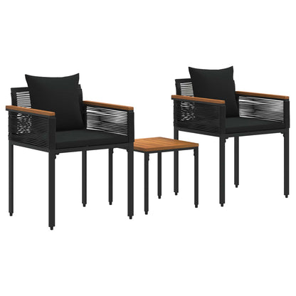 Outdoor Furniture Set with Cushion Black PE Rattan