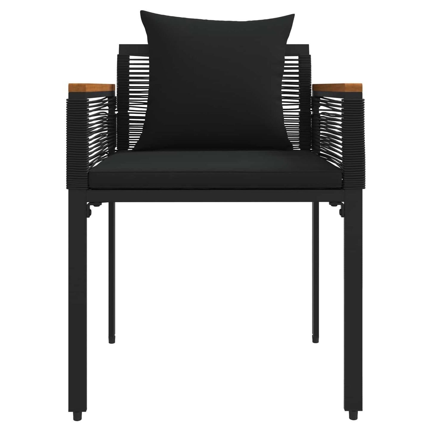 Outdoor Furniture Set with Cushion Black PE Rattan